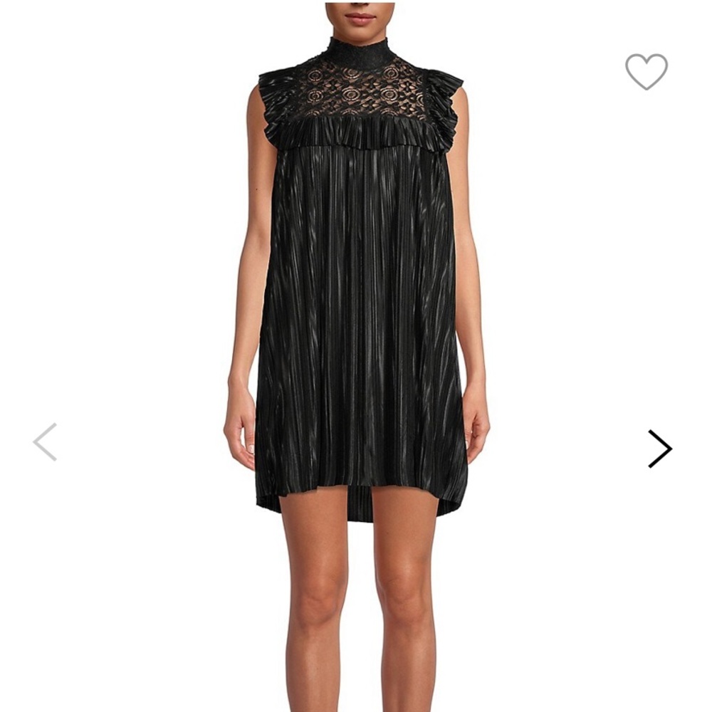 NWT- never worn Black lace & shiny pleats short Aline TFNC Annelise dress small
